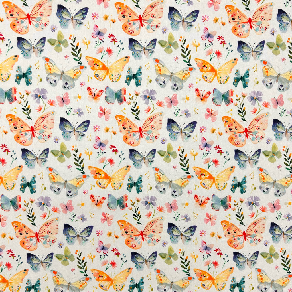 Butterfly Meadow Rose & Hubble Cotton Poplin Fabric