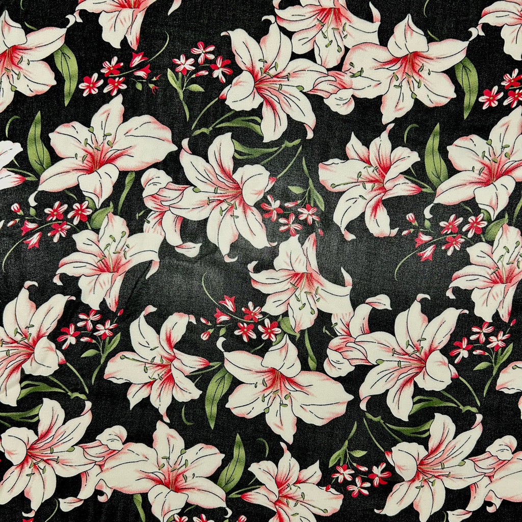 Blooming Lilies Chiffon Fabric