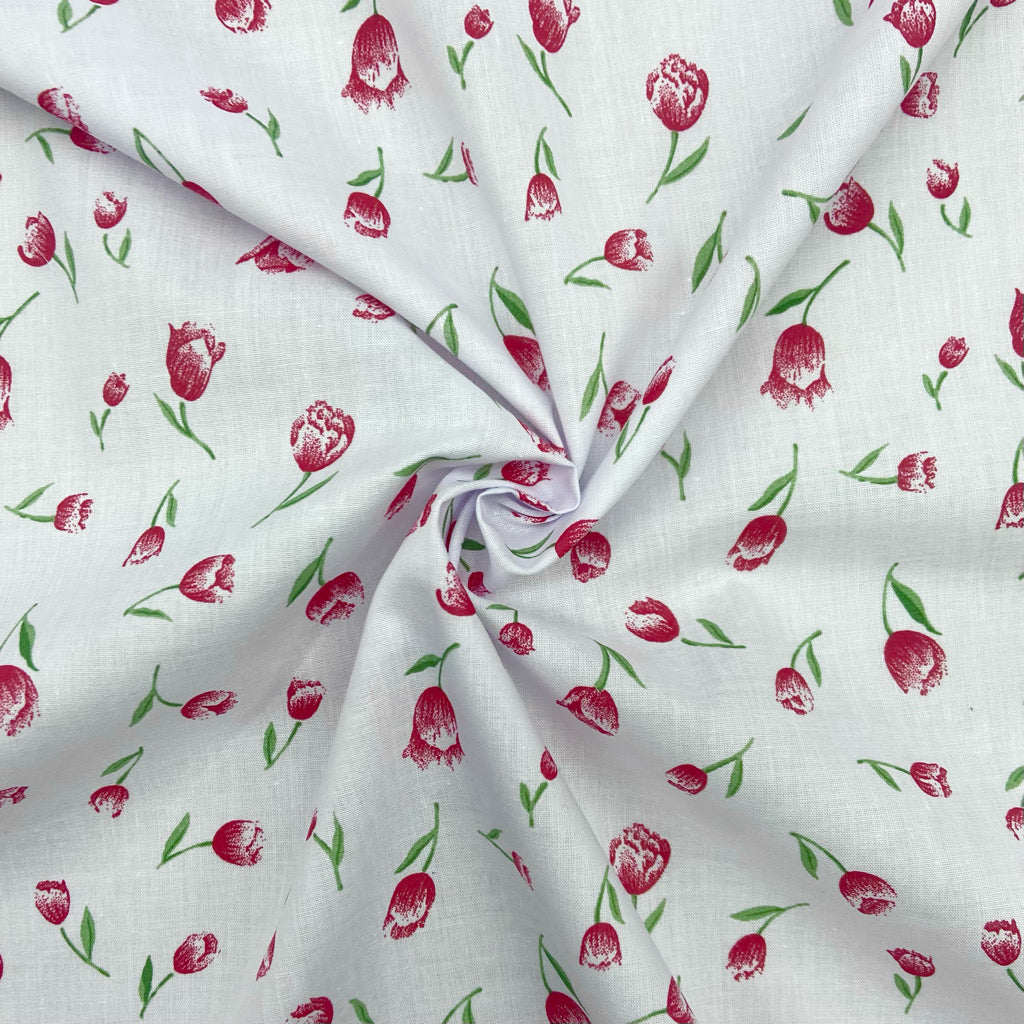 Falling/Flowing Tulips Polycotton Fabric - Pound Fabrics