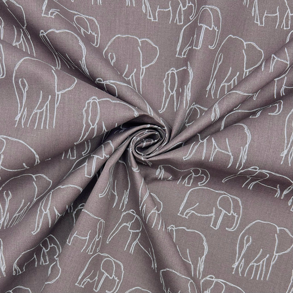 Elephant Art Cotton Poplin Fabric