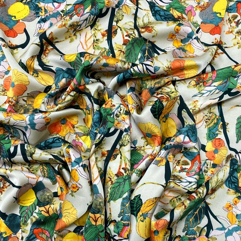 Elegant Botanica Satin Fabric