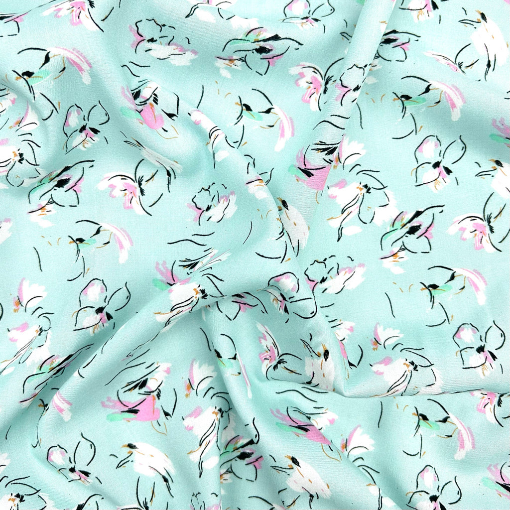 Artistic Floral Viscose Fabric