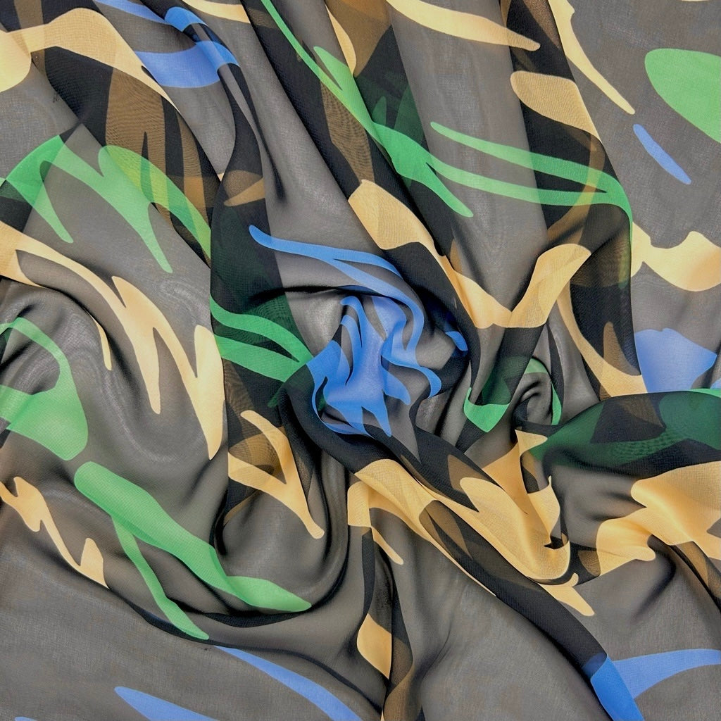 Painted Sketch Chiffon Fabric