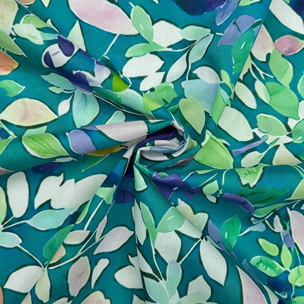 Scattered Leaves Cotton Lawn Fabric