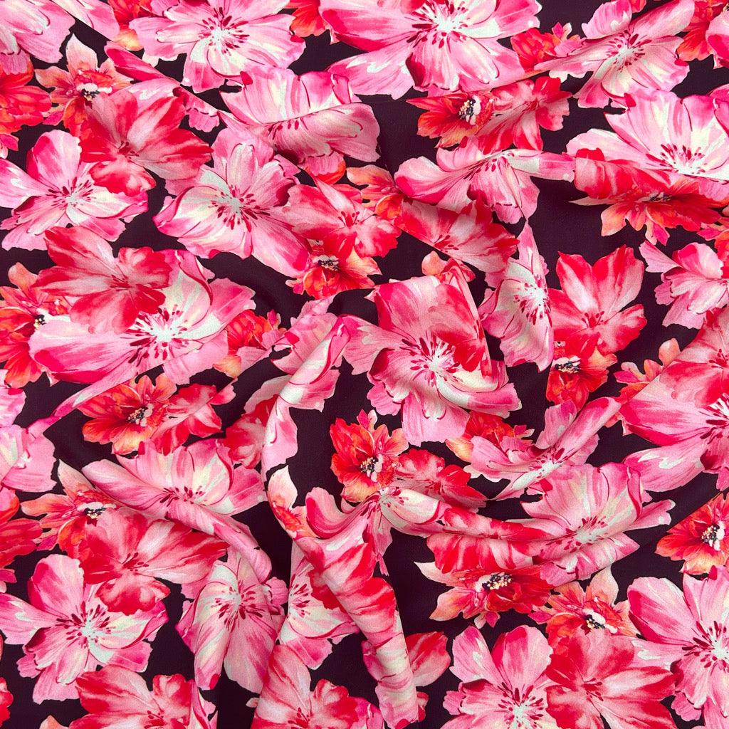 Midnight Floral Viscose Challis Fabric