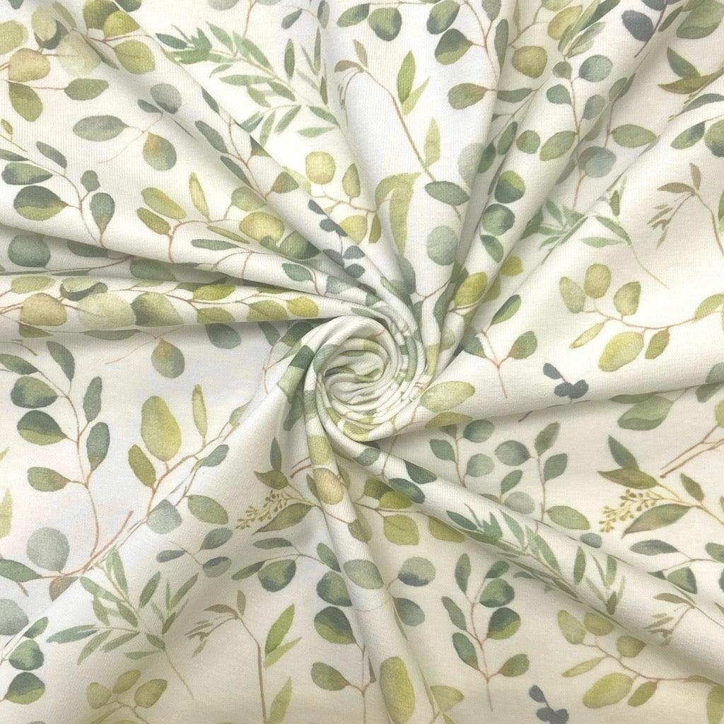 Mini Leaves Cotton Jersey Fabric - Pound Fabrics