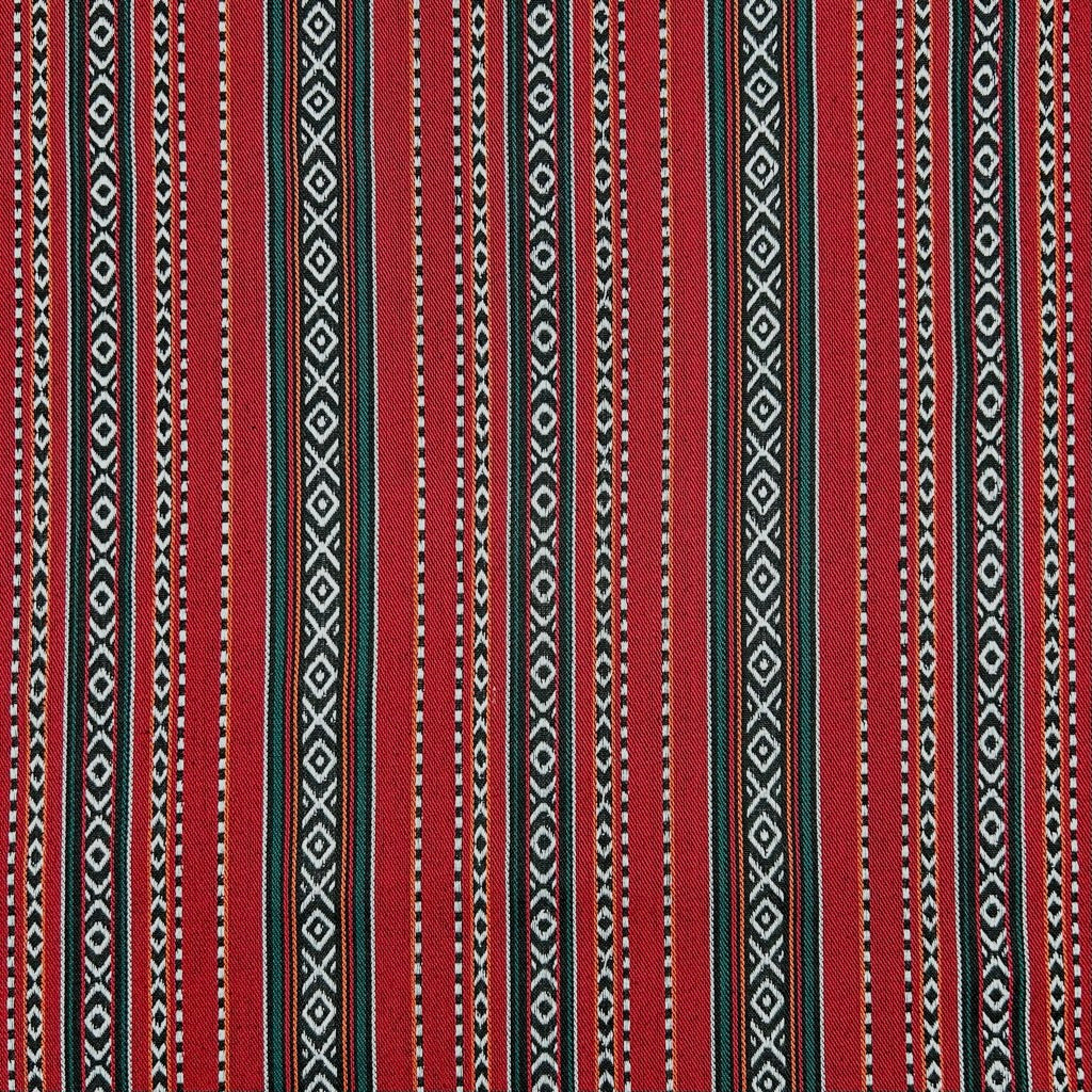 Rustic Red Tribal Print Recycled Jacquard Fabric