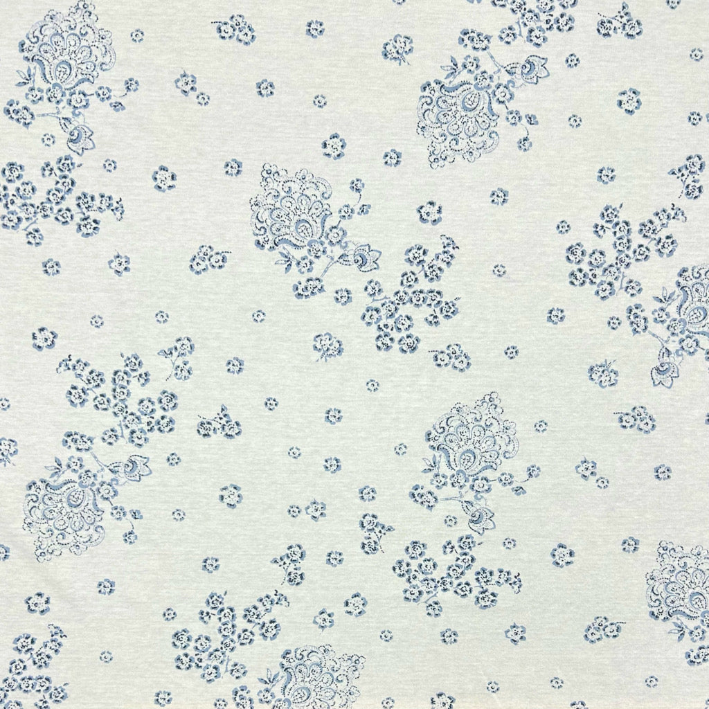 Blue Flower Patterns 100% Cotton Jersey Fabric