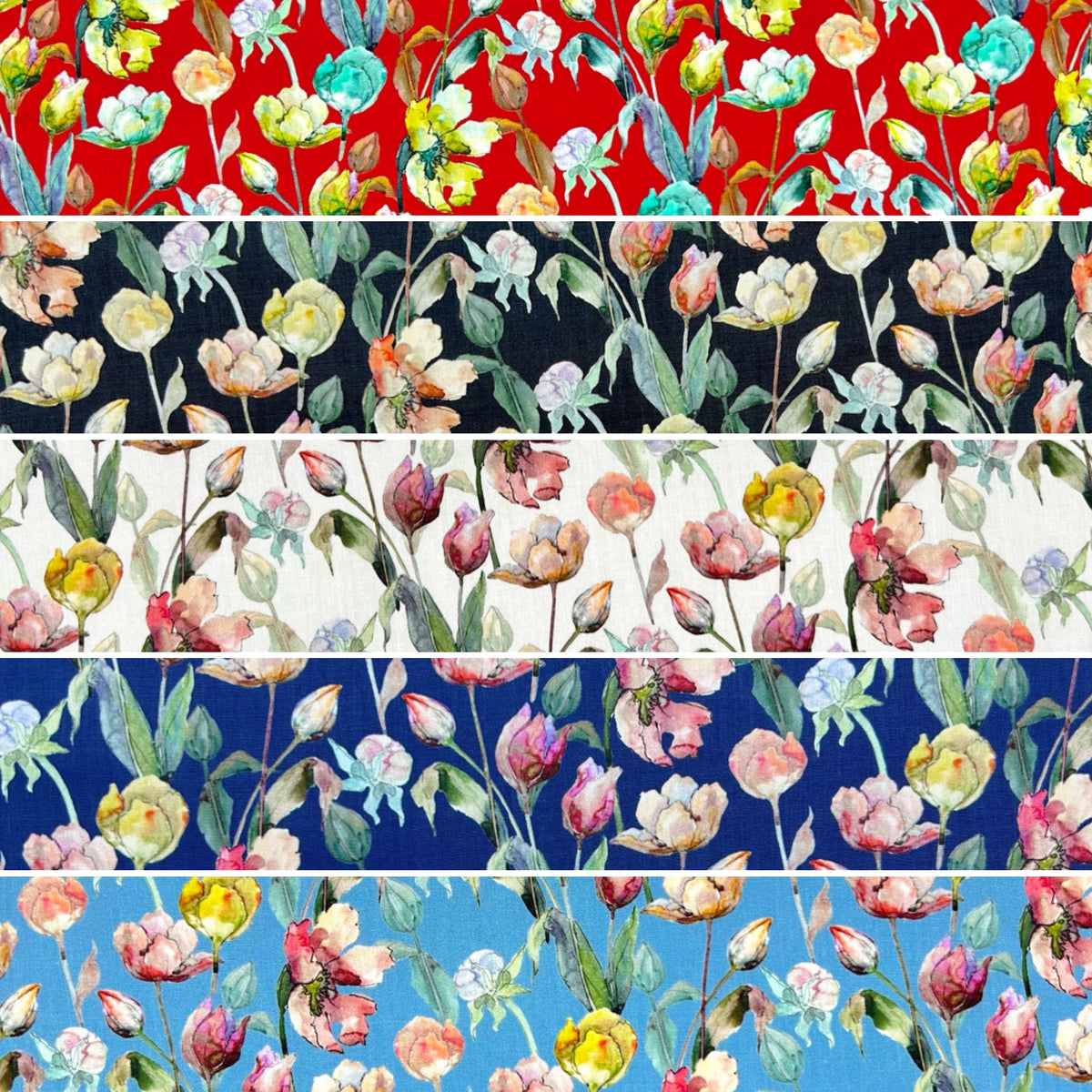 Wild Garden Meadow Rose & Hubble Cotton Poplin Fabric