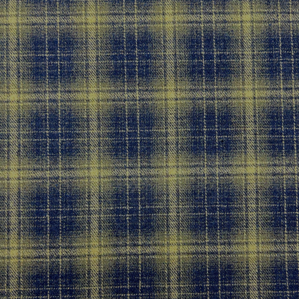 Shaded Line Check Wool Blend Fabric