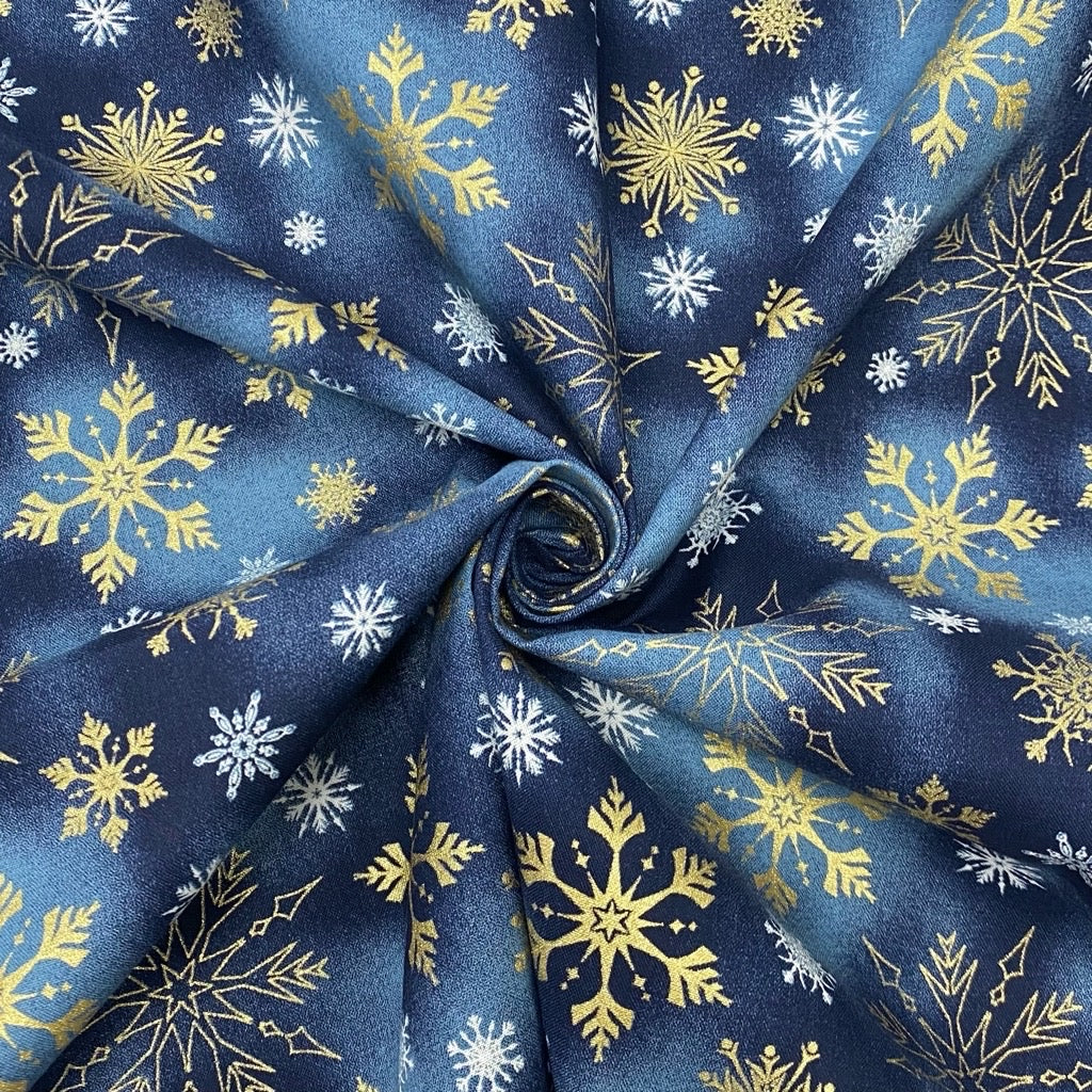 Snowflakes Tie-Dye Cotton Fabric