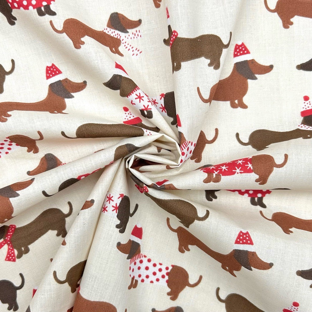 Winter Dogs Polycotton Fabric