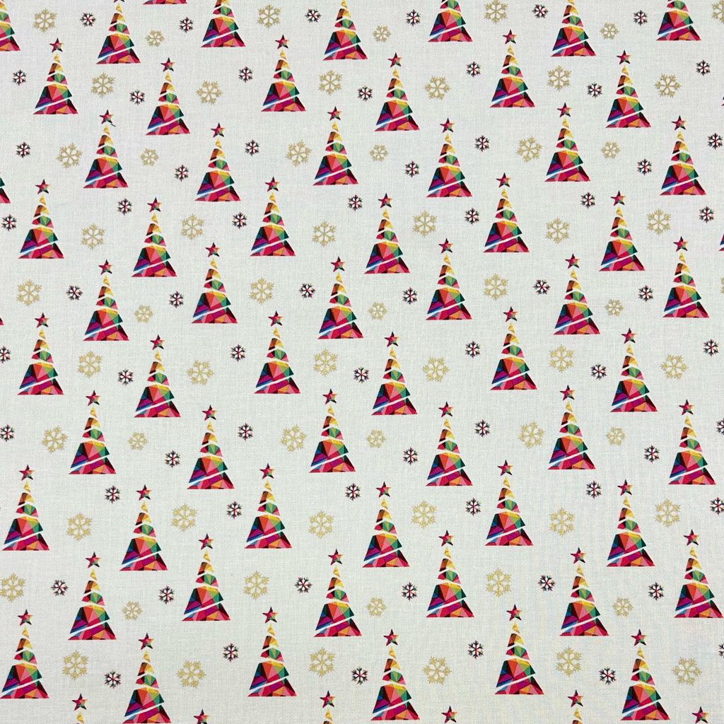 Rainbow Christmas Trees Cotton Fabric - Pound Fabrics