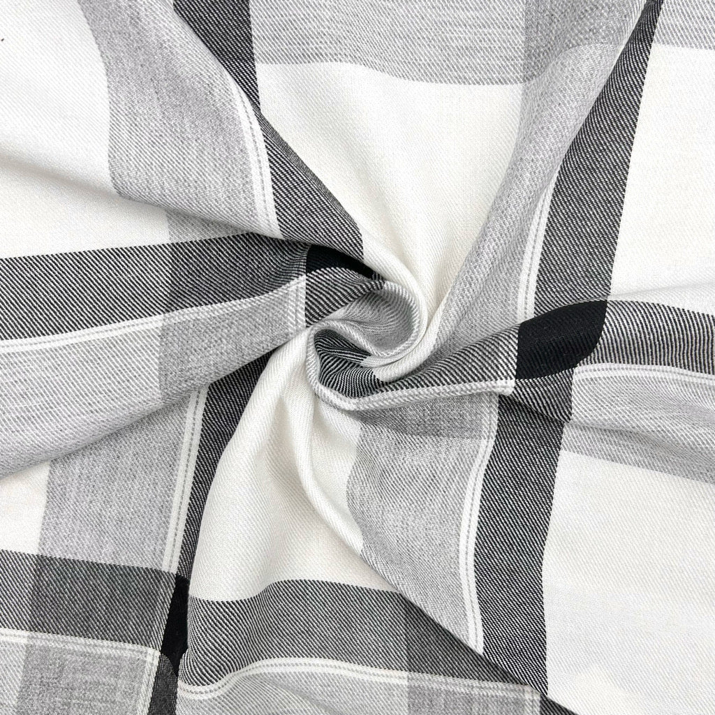 Graphite Check Viscose Fabric
