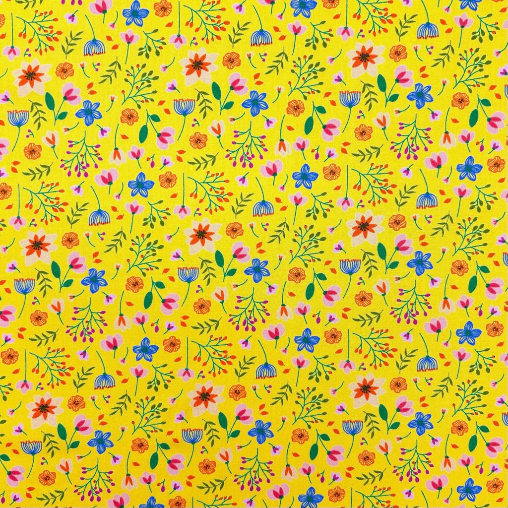 Floral Toss Rose & Hubble Cotton Poplin Fabric