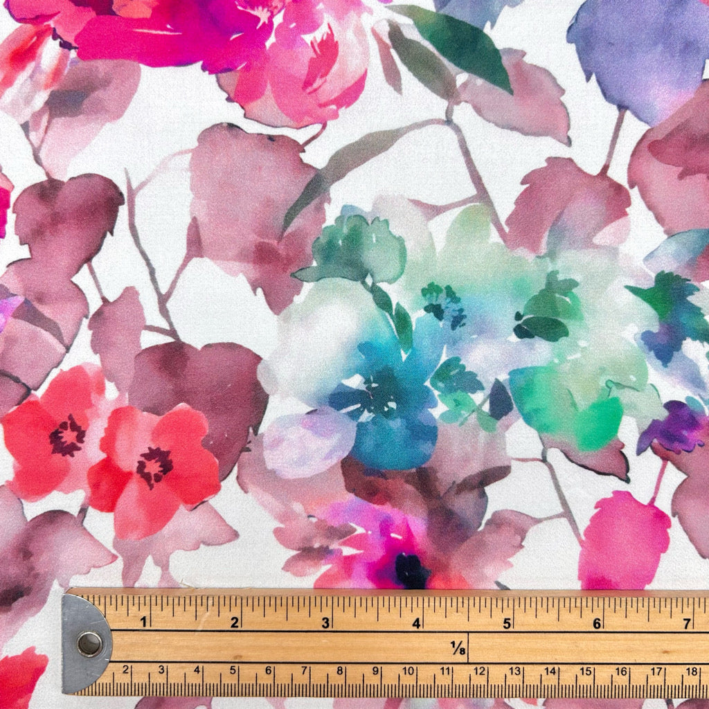 Wild Watercolour Viscose Satin Fabric