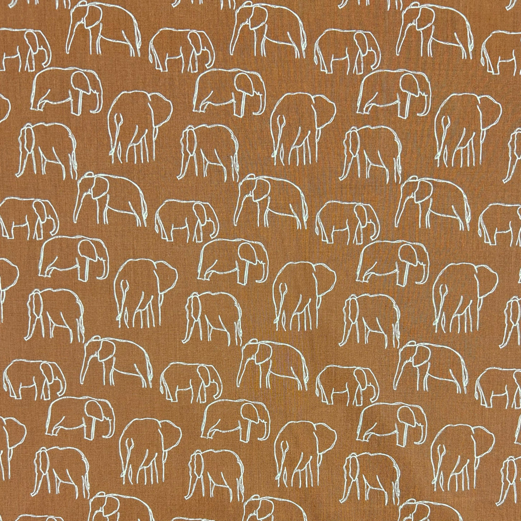 Elephant Art Cotton Poplin Fabric