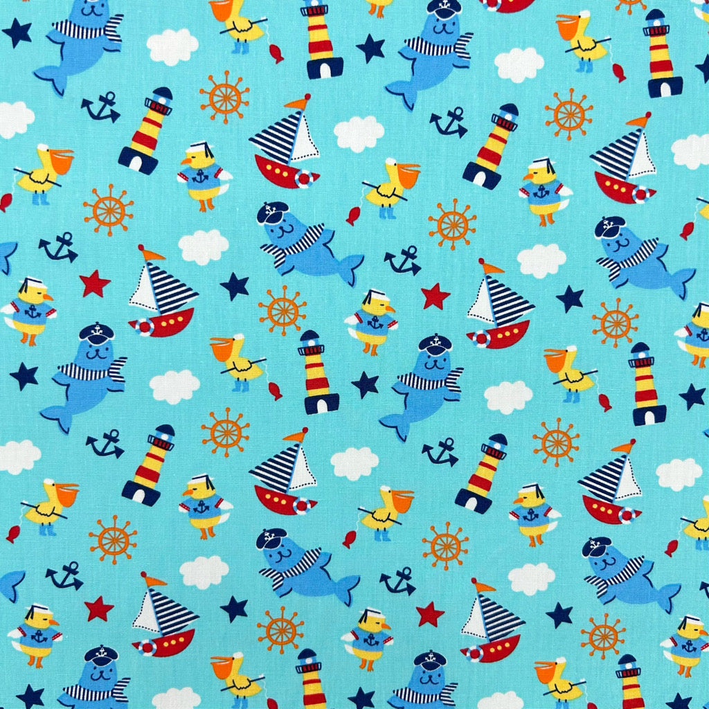 Seaside Sailors Rose & Hubble Cotton Poplin Fabric