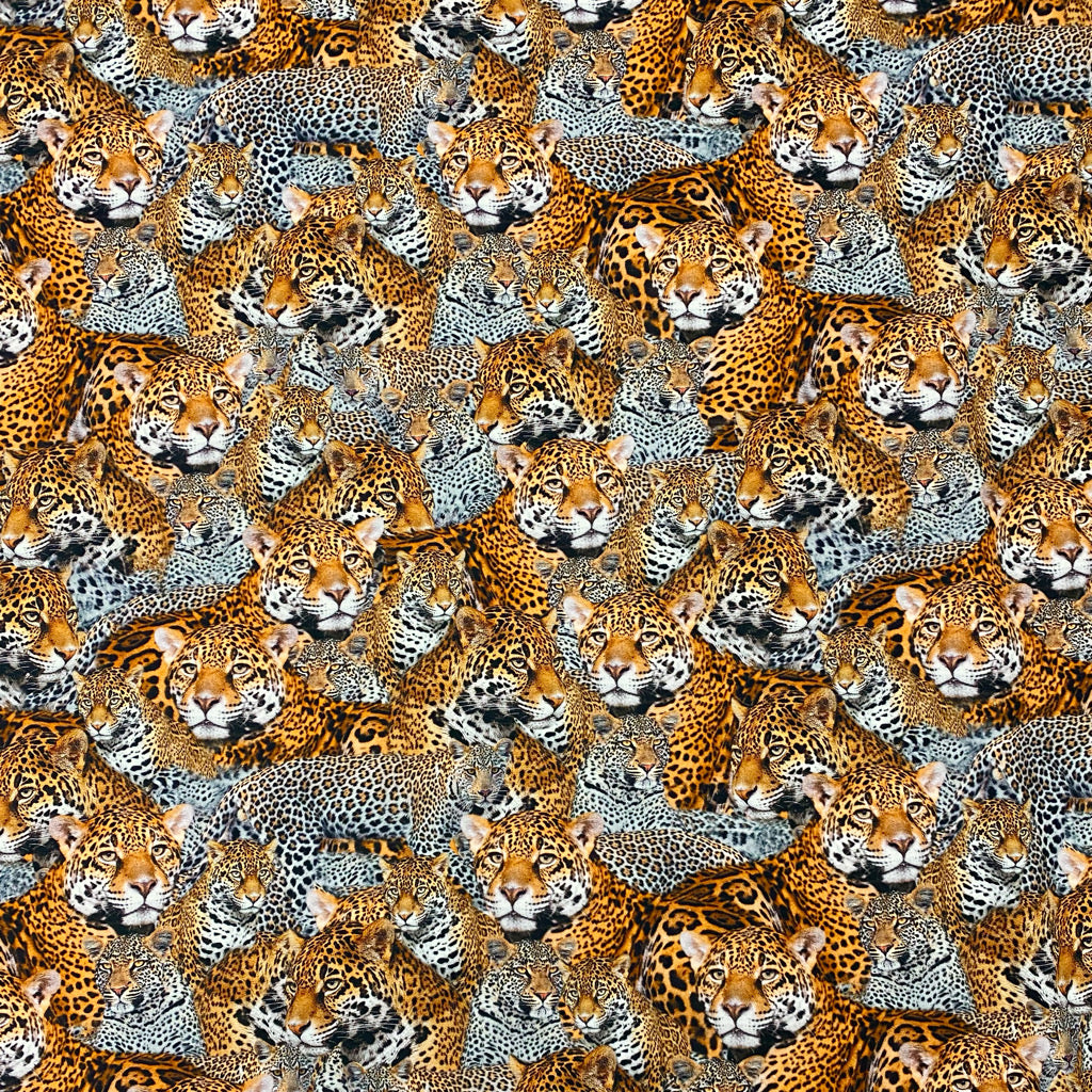 Leopards Digital Print Cotton Canvas Fabric