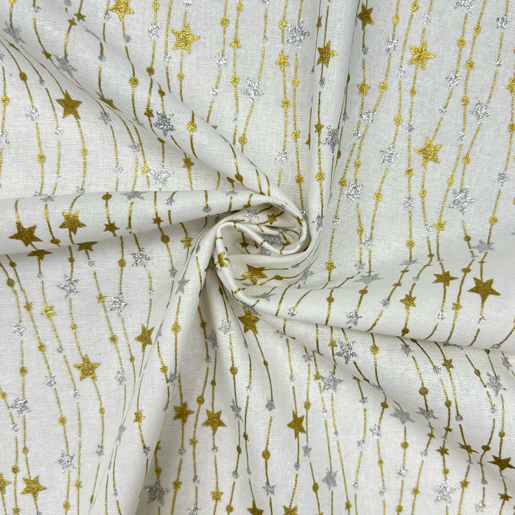 Hanging Stars Christmas Cotton Fabric