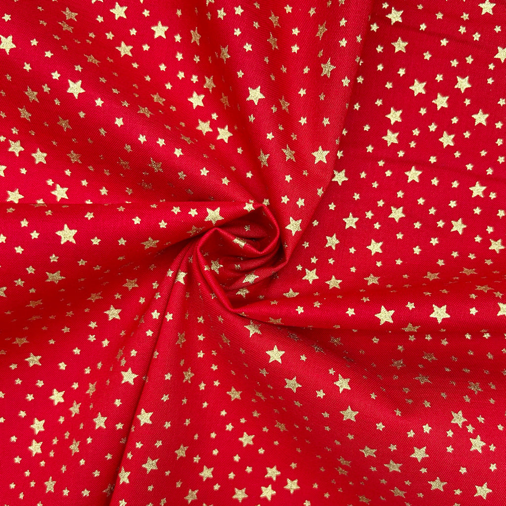 Golden Stars Christmas Cotton Fabric
