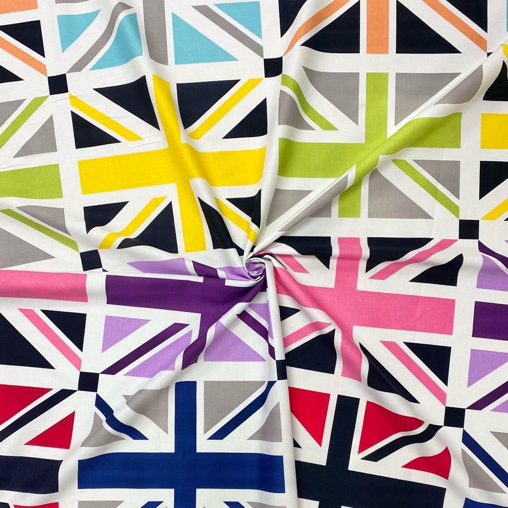59cm Panel Colourful Union Jack Cotton Fabric - Pound Fabrics
