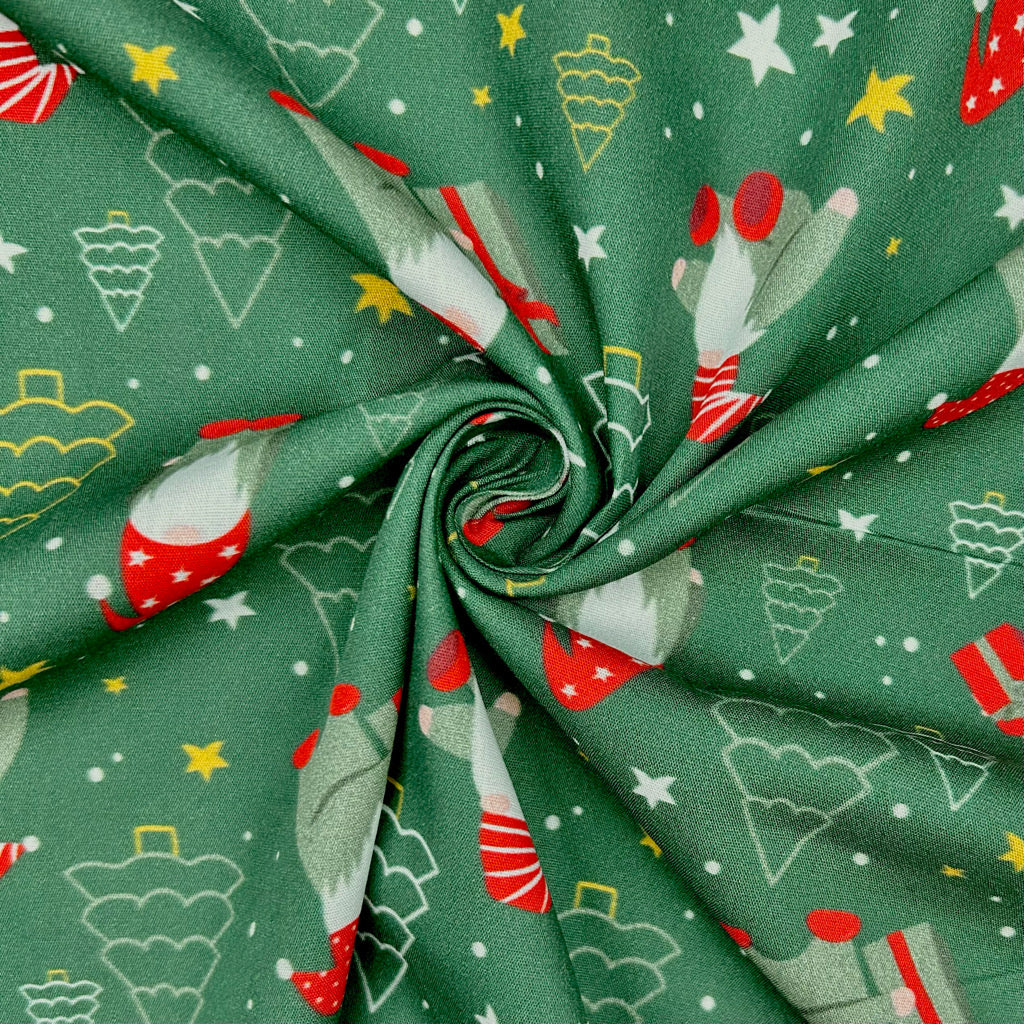 Gifts and Gnomes Christmas Cotton Fabric