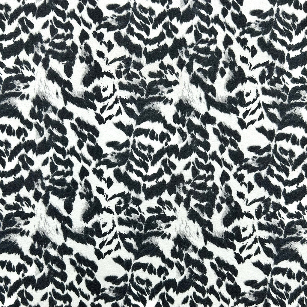 Midnight Leopard Polyester Crepe Fabric