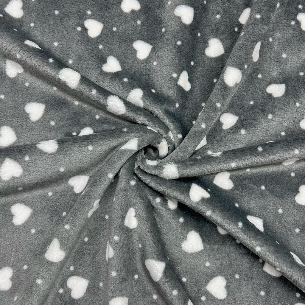 Hearts and Dots Cuddle Fleece Fabric - Pound Fabrics