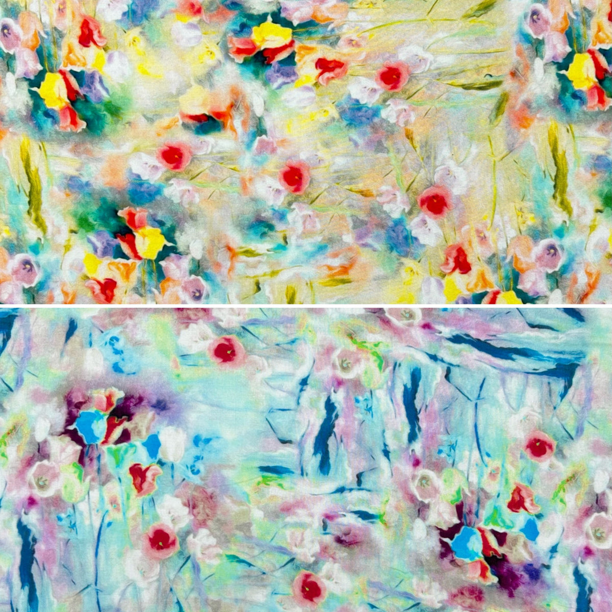 Abstract Blossom Viscose Challis Fabric