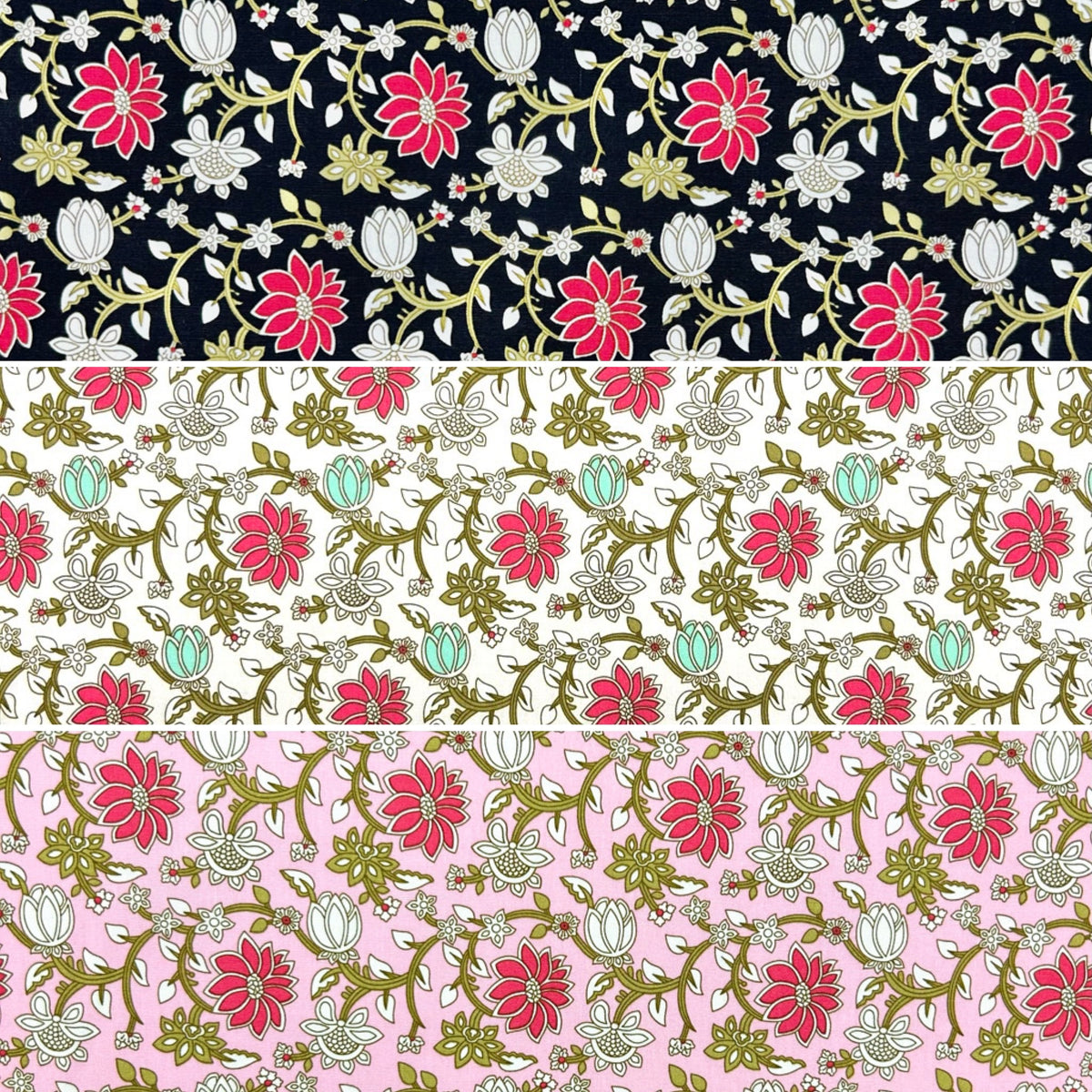 Decorative Floral Rose & Hubble Cotton Poplin Fabric