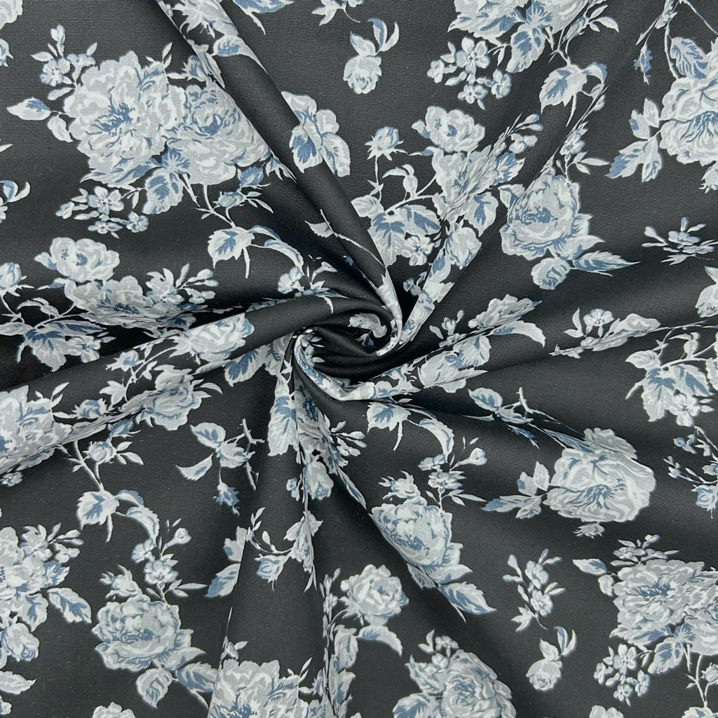 Timeless Floral Rose & Hubble Cotton Poplin Fabric