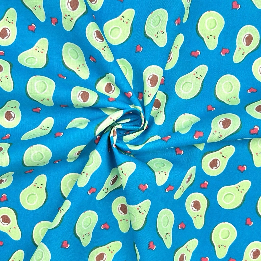 Avocado Hearts Polycotton Fabric
