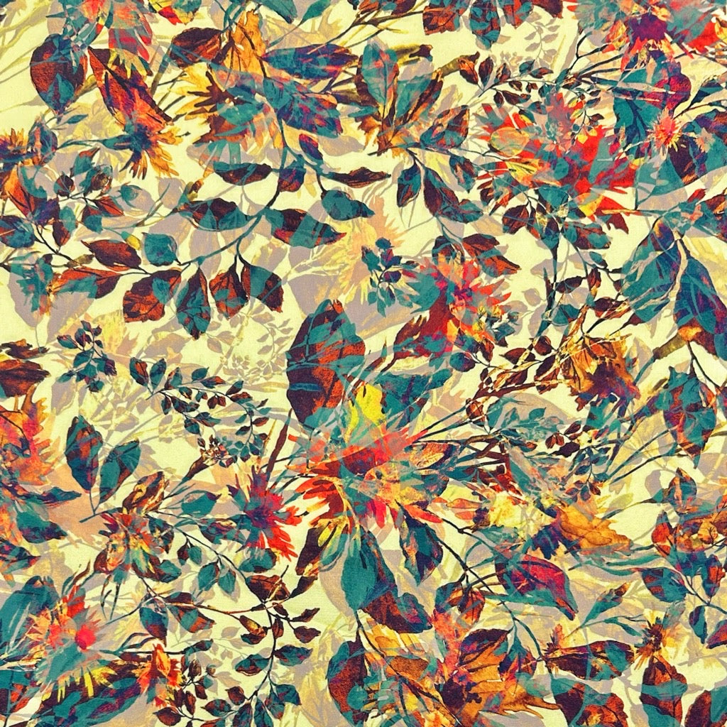 Multicoloured Autumn Leaves Polyester Fabric