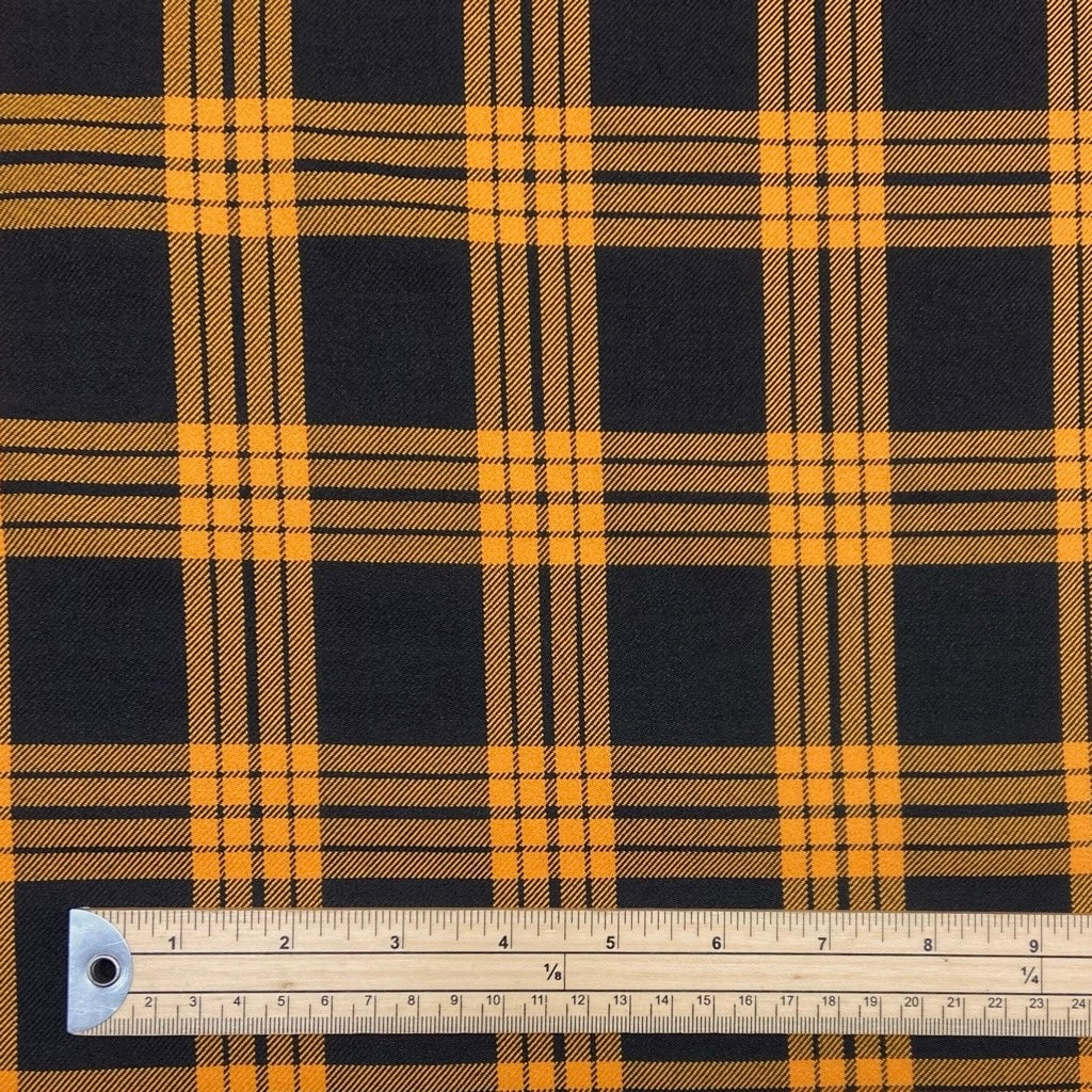 Orange and Black Checkered Suiting Fabric