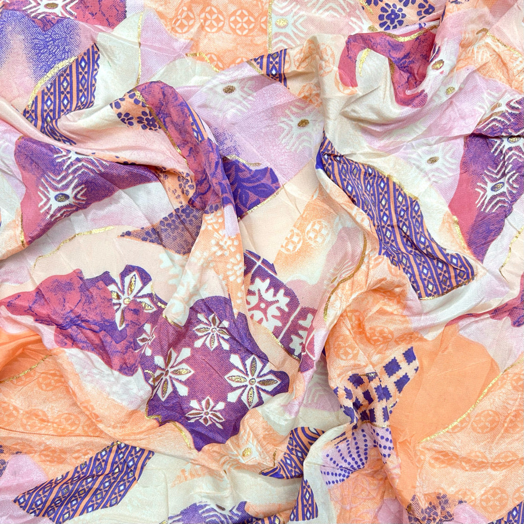 Mixed Panels Silky Polyester Fabric