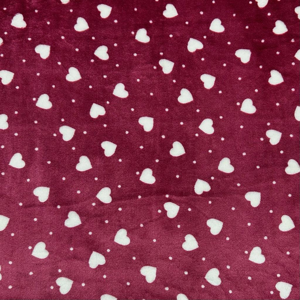 Hearts and Dots Cuddle Fleece Fabric - Pound Fabrics