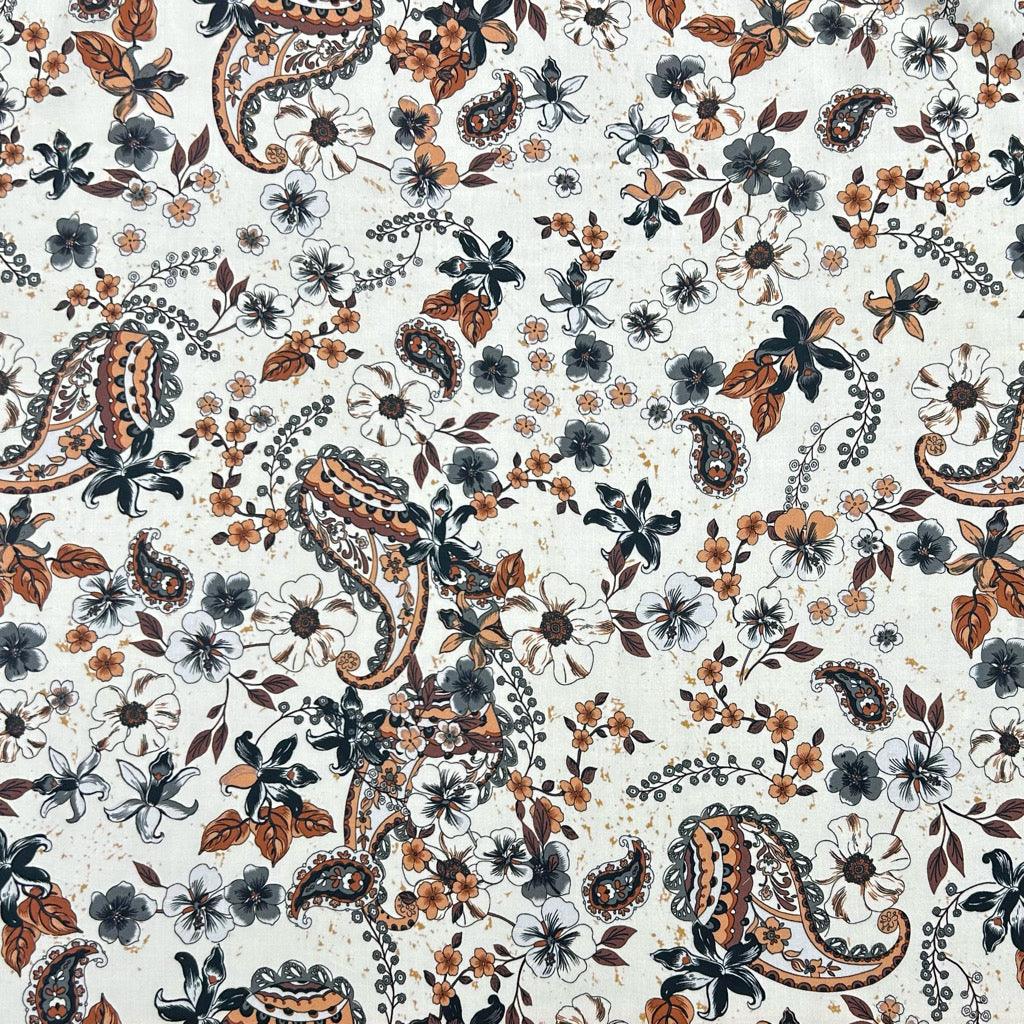 Flowers and Paisleys Viscose Lawn Fabric - Pound Fabrics