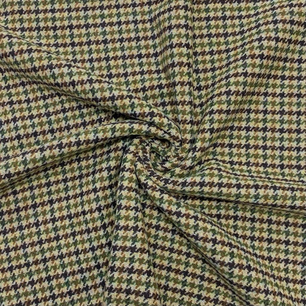 Green and Beige Dogtooth Wool Blend Fabric - 2 metres for £9.95 #7 - Pound Fabrics