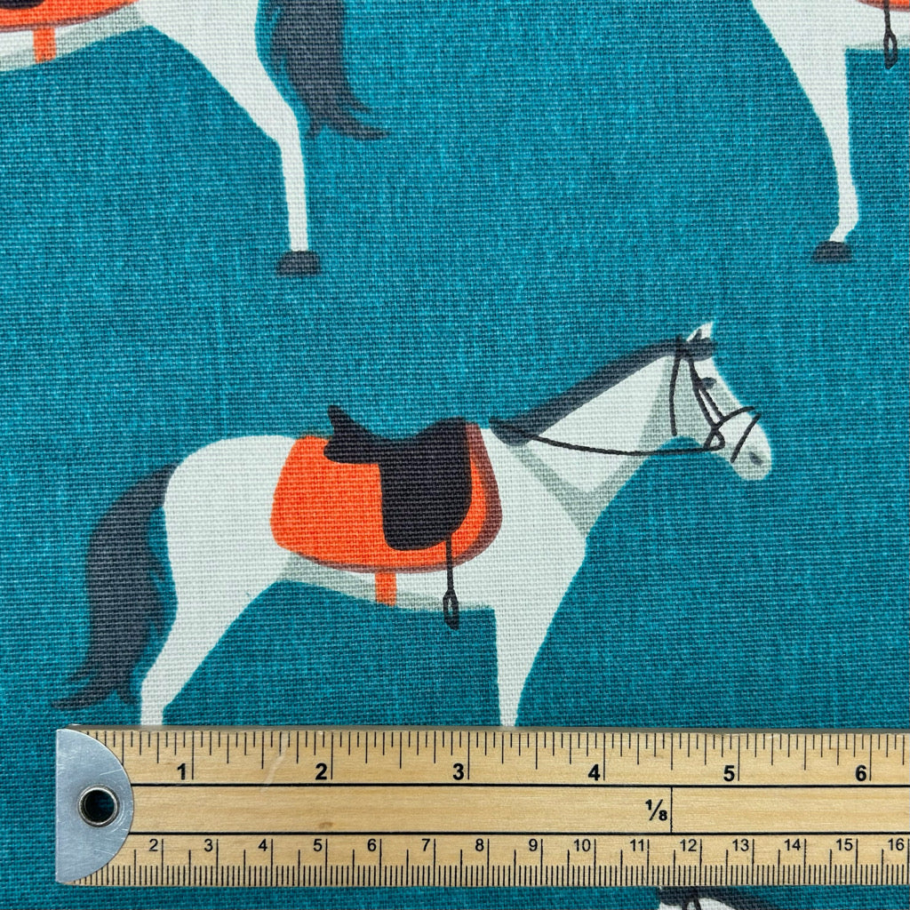 Riding Horses Cotton Canvas Fabric