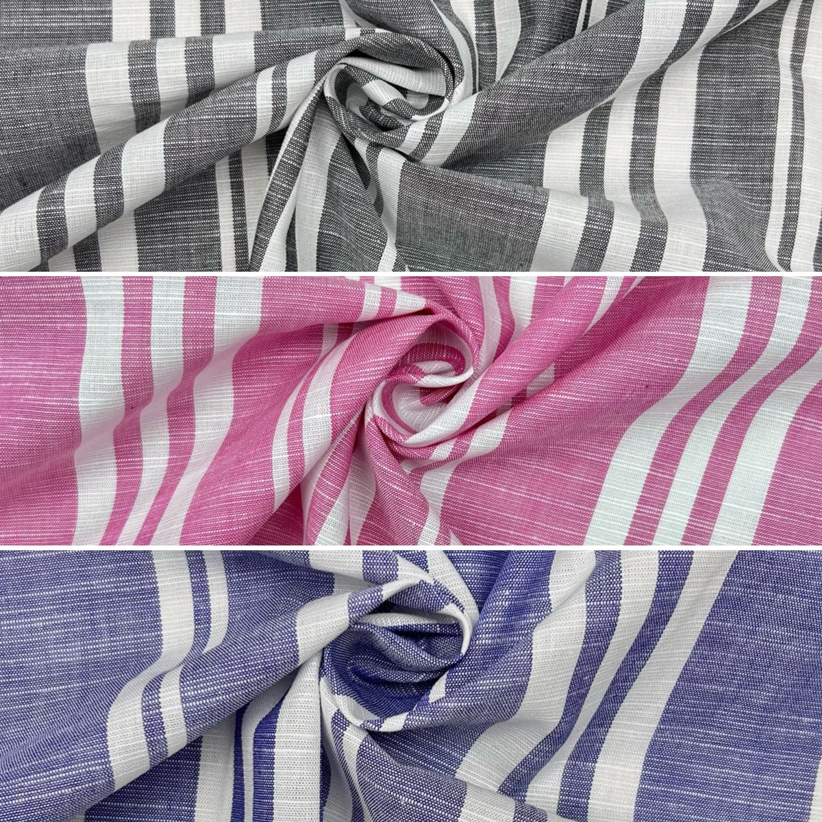 Variegated Stripe Linen Look Cotton Fabric