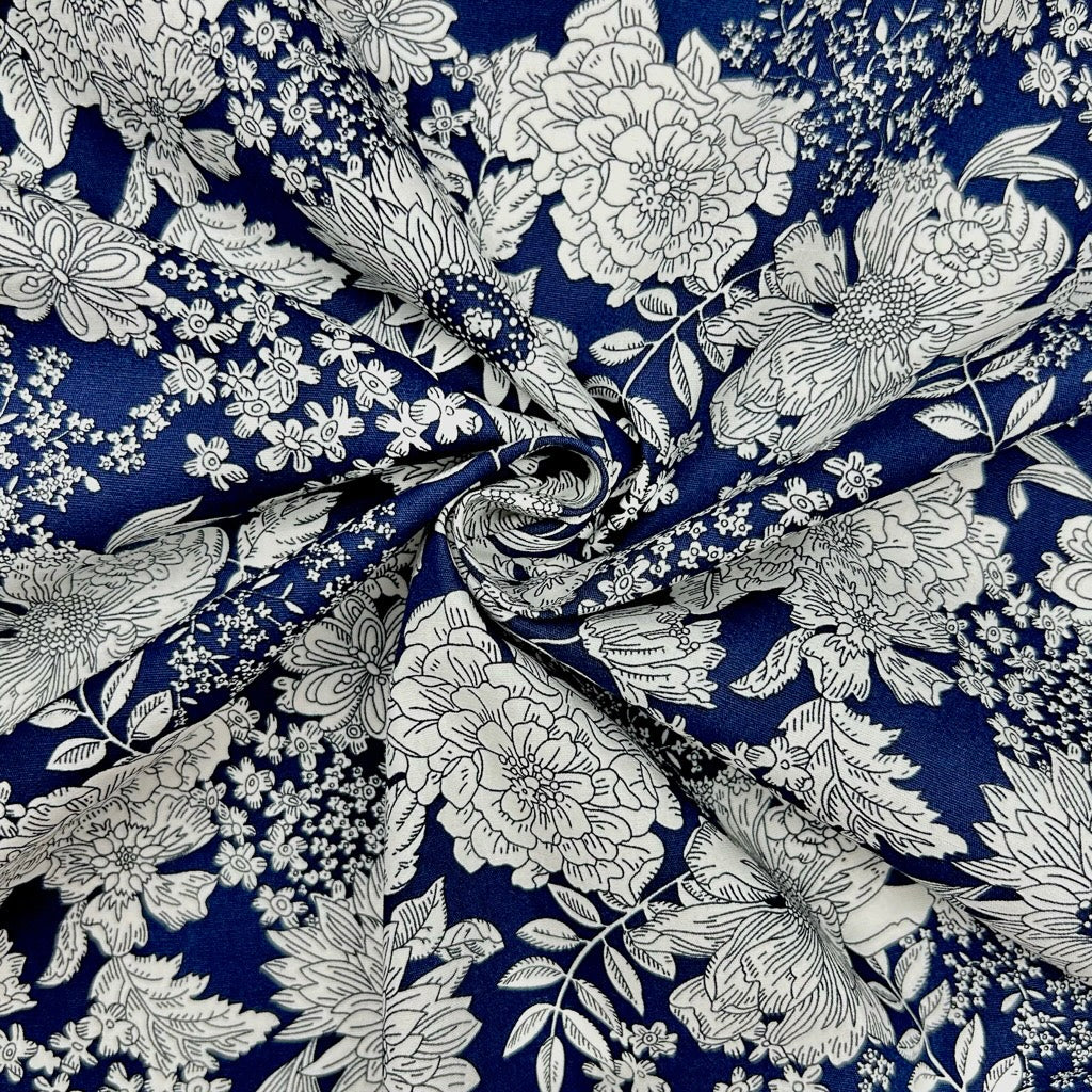 Vintage Wildflowers Rose & Hubble Cotton Poplin Fabric