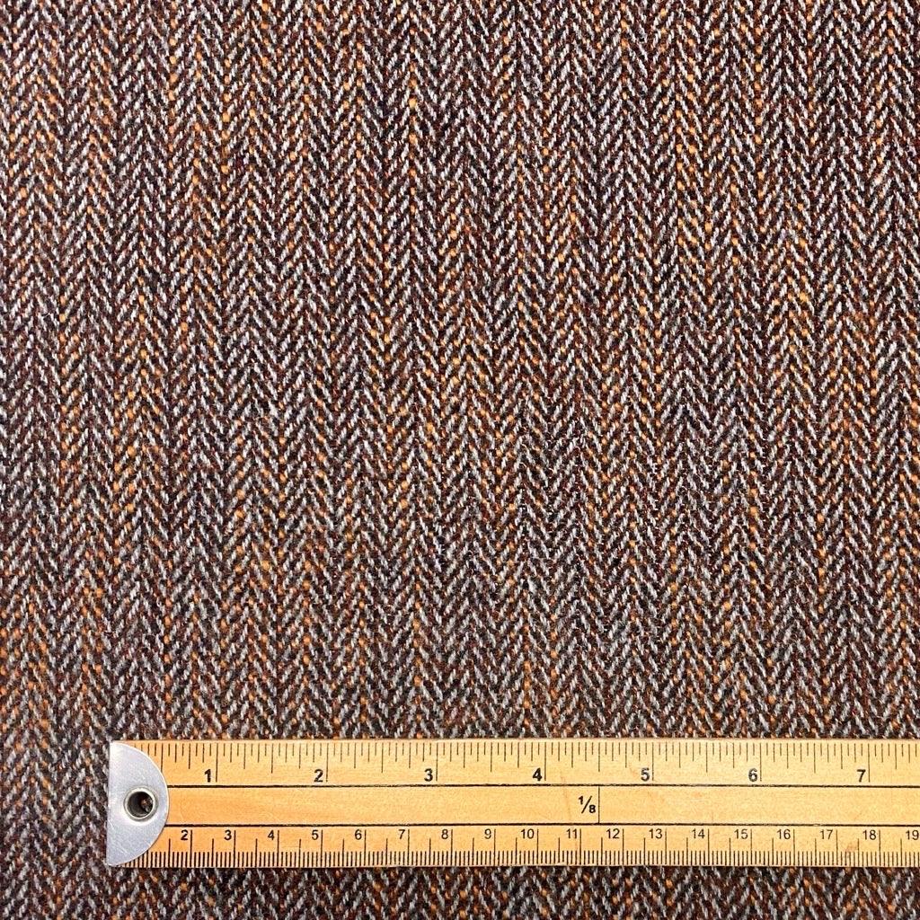 Brown/Burnt Orange Herringbone Wool Mix Fabric - Pound Fabrics