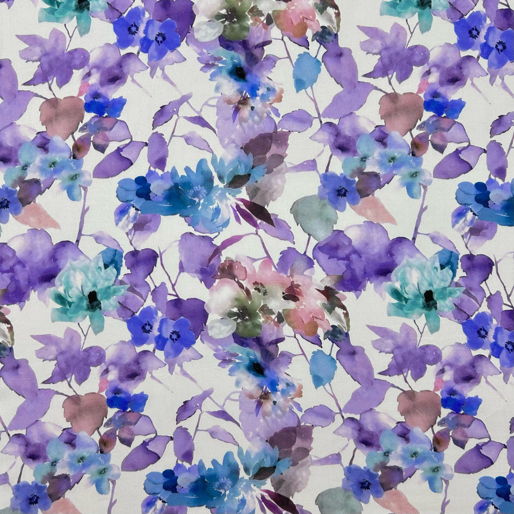 Wild Watercolour Viscose Satin Fabric