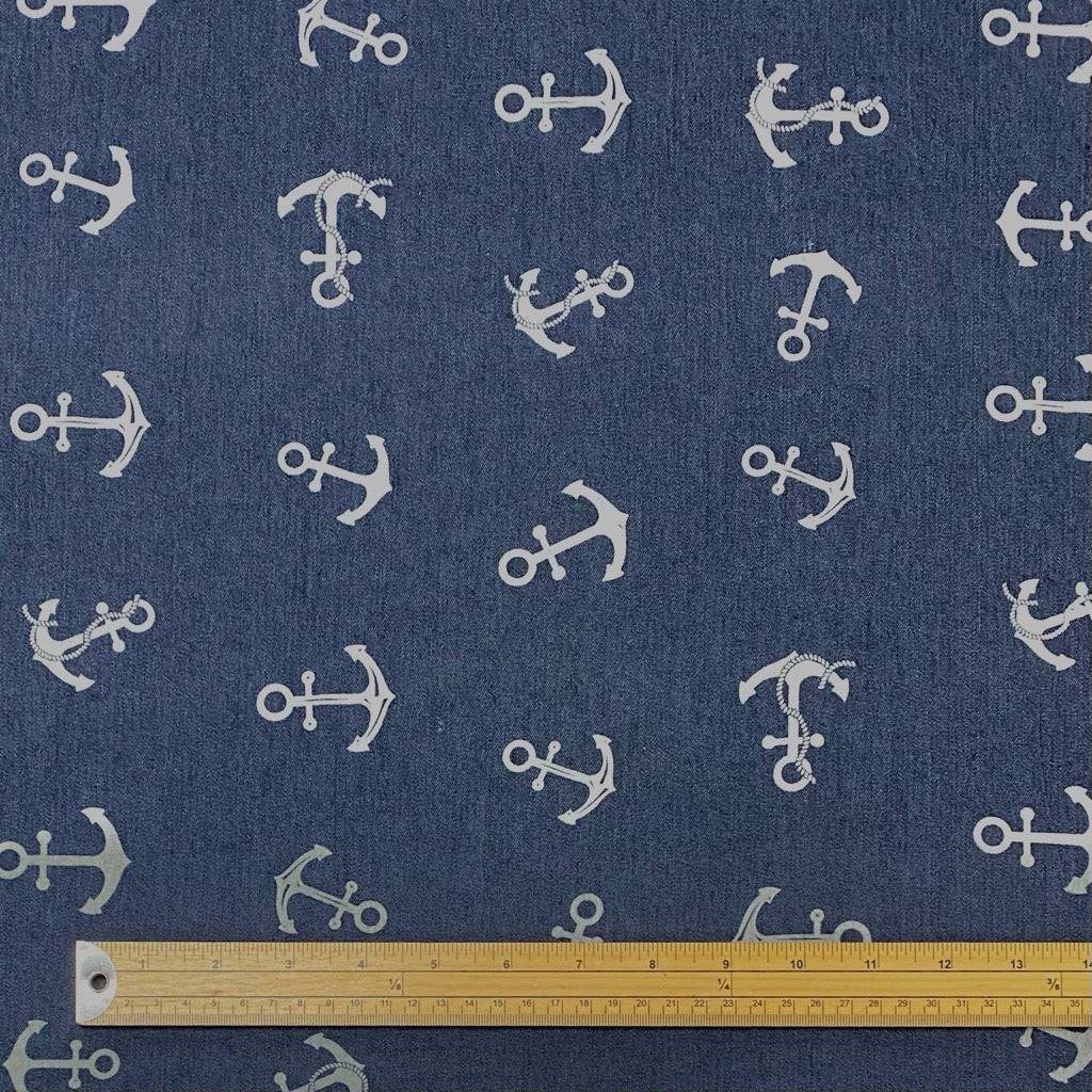 Anchors Lightweight Stretch Denim Fabric