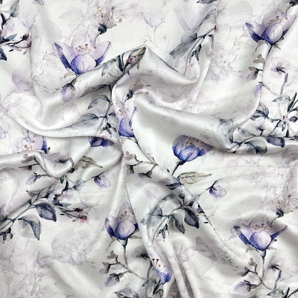 Island Petals Silky Satin Fabric