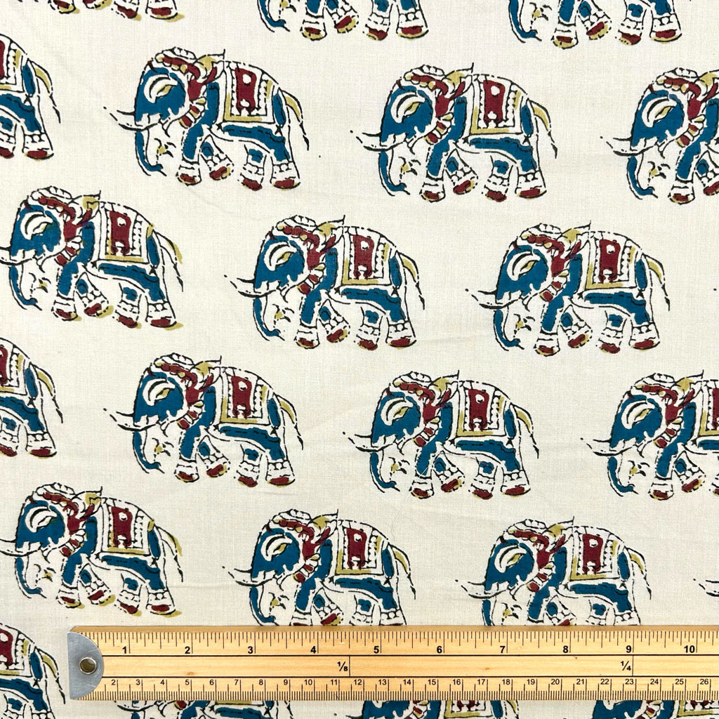 Majestic Elephants Batik Look Cotton Fabric