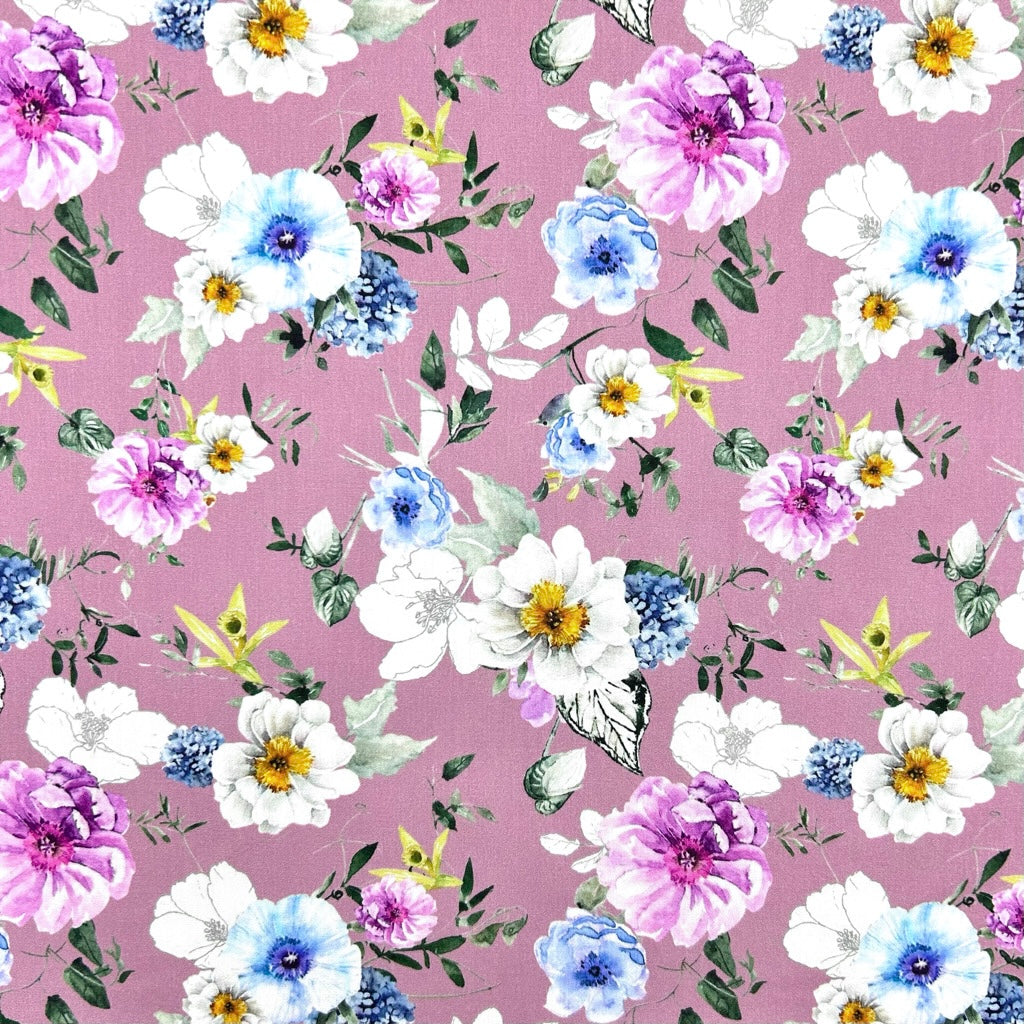 Floral Crush Rose & Hubble Cotton Poplin Fabric