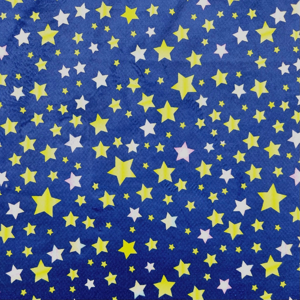 Happy Stars Sherpa Fur Backed Fleece Fabric