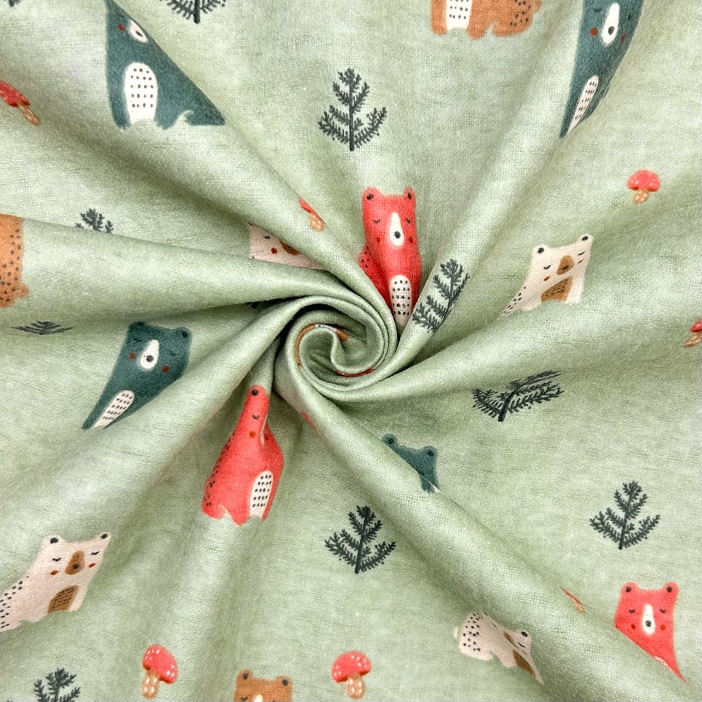 Forest Bears Brushed Cotton Fabric